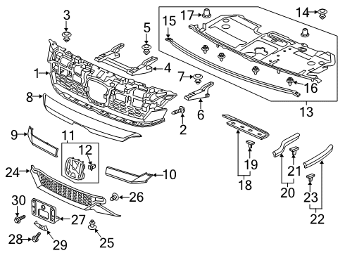 2020 Honda Clarity Grille & Components Cushion, Hood Diagram for 74175SMA000