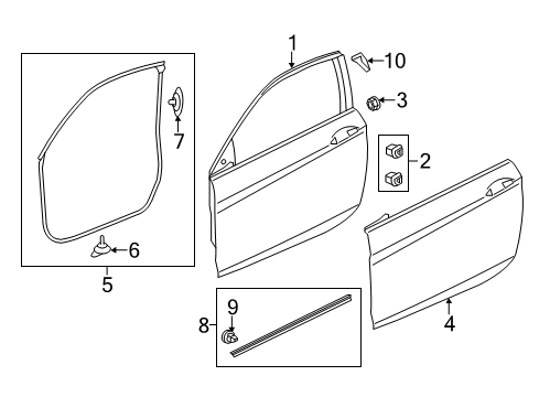 2014 Honda Accord Door & Components Garnish, L. FR. Center Corner Diagram for 72496T3LA01