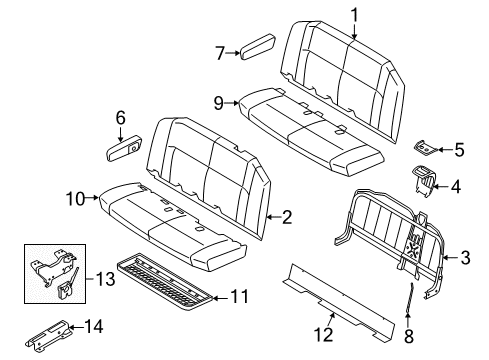 2008 Ford E-250 Second Row Seats Seat Cushion Pad Diagram for 8C2Z1663840B