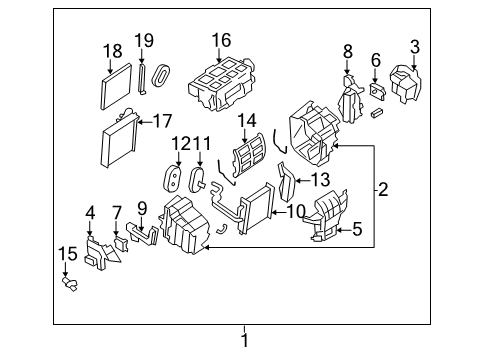 2011 Nissan Murano Heater Core & Control Valve Duct Assy-Defroster Diagram for 278651AA0A