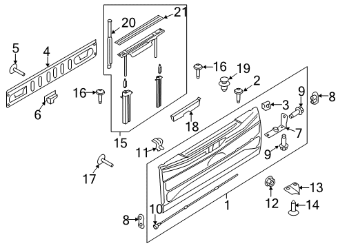 2017 Ford F-150 Tail Gate Upper Molding Diagram for FL3Z9940602B