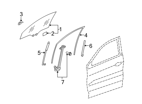 2012 Acura RDX Front Door Glass Assembly, Left Front Door (Green) (Agc) Diagram for 73350STKA00