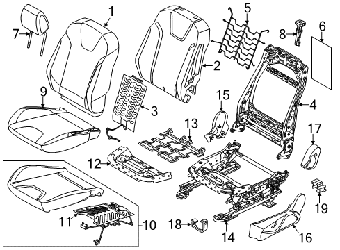 2012 Ford Focus Heated Seats Seat Cushion Pad Diagram for CV6Z58632A22L