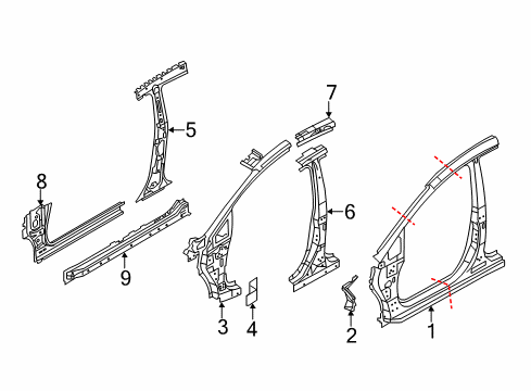 2011 Ford Fiesta Aperture Panel Aperture Panel Seal Diagram for AE8Z54026A94A