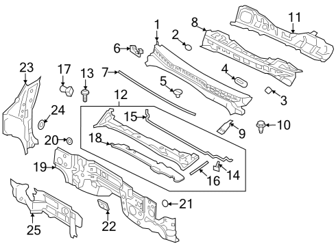 2018 Nissan Titan XD Cab Cowl Insulator-Air Box Diagram for 63880EZ10A