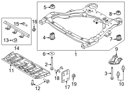 2018 Ford Police Interceptor Utility Crossmembers & Components - Front Suspension Crossmember Diagram for FB5Z5C145F