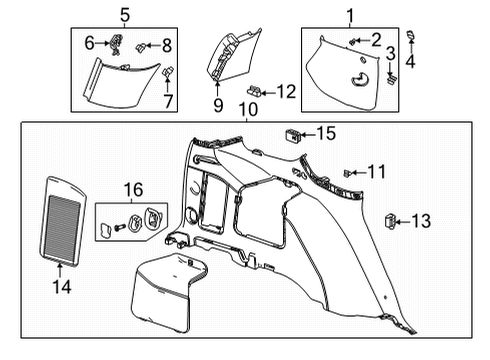 2021 GMC Yukon Interior Trim - Quarter Panels Lower Trim Panel Diagram for 85529809