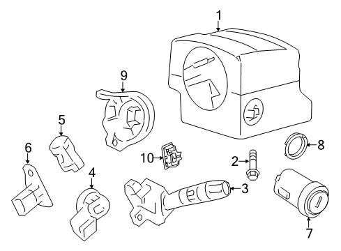 2007 Lincoln Navigator Anti-Theft Components Shroud Assembly Grommet Diagram for 2L7Z3530A