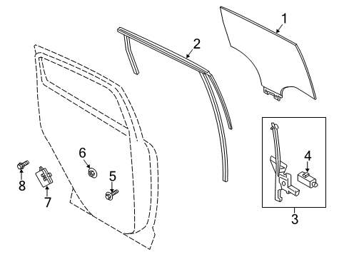 2016 Ford C-Max Rear Door - Glass & Hardware Window Channel Diagram for AM5Z5825767B