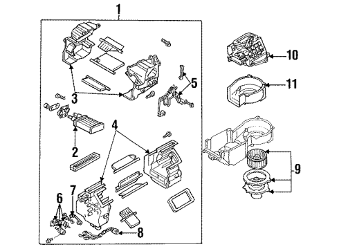 1995 Ford Probe Heater Core & Control Valve Heater Core Diagram for F32Z18476A