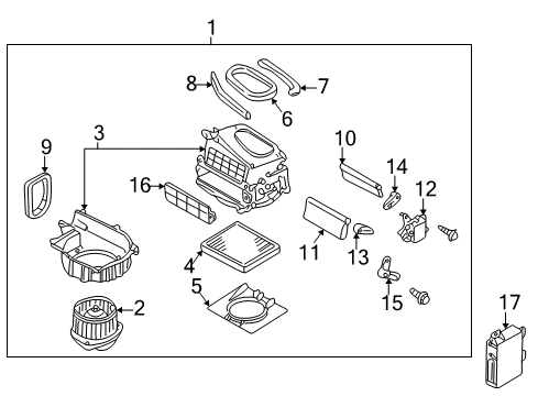 2004 Infiniti M45 Blower Motor & Fan Cabin Air Filter Diagram for 27277VX00A