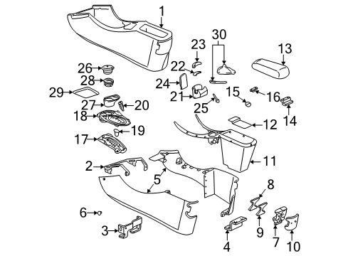 1999 Oldsmobile Alero Console Console Asm, Front Floor *Neutral Diagram for 12463139