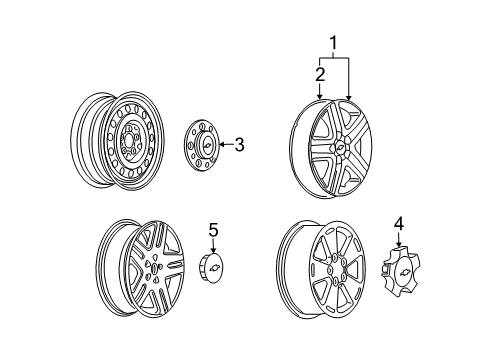 2006 Chevrolet Monte Carlo Wheel Covers & Trim Hub Cap Diagram for 9597539