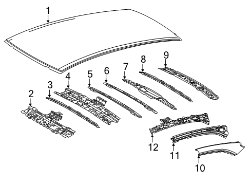 2018 Toyota Camry Roof & Components Roof Bow Diagram for 6310333100