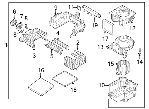 Blower Motor & Fan CASE-HEATER BLOWER,LWR Diagram for 97215GI000