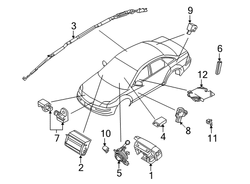 2008 Mercury Sable Air Bag Components Occupant Sensor Diagram for 6F9Z14B416A