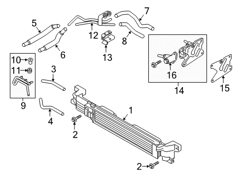 Engine Oil Cooler Hose Assy-Oil Cooler Diagram for 213565CE1C