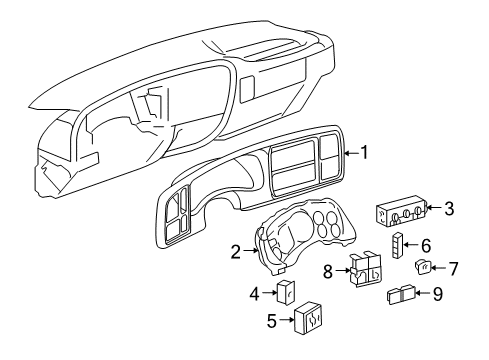 2006 GMC Sierra 1500 Cluster & Switches Control Asm-Heater & A/C (W/ Rear Window Defogger Diagram for 15832316