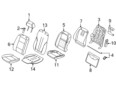 2015 BMW X6 Power Seats Padded Section, Basic Seat, Right Diagram for 52107386373