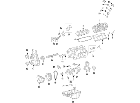 Engine Parts, Mounts, Cylinder Head & Valves, Camshaft & Timing, Oil Cooler, Oil Pan, Oil Pump, Crankshaft & Bearings, Pistons, Rings & Bearings, Variable Valve Timing Camshaft Diagram for 12664572