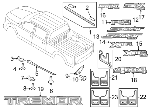 2021 Ford F-150 Exterior Trim - Pick Up Box PLUG - QUARTER PANEL Diagram for ML3Z99290D90AA