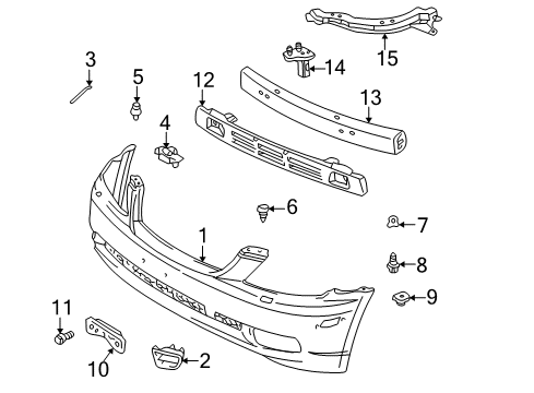 2004 Lexus IS300 Front Bumper Protector, Front Bumper Diagram for 5254151010