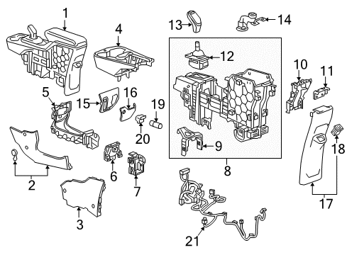 2017 Chevrolet Bolt EV Center Console Console Assembly Diagram for 42559709