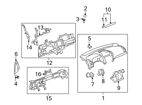 2009 Saturn Vue Cluster & Switches, Instrument Panel Hold Down Clamp Bolt Diagram for 11589404