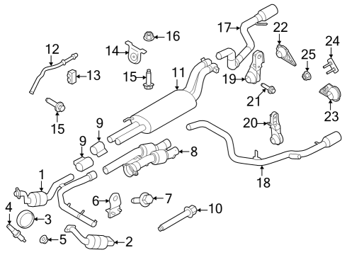 2021 Ford F-150 Exhaust Components MUFFLER AND PIPE ASY - REAR Diagram for ML3Z5230J