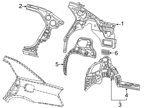 2012 Chrysler 300 Inner Structure - Quarter Panel Panel-WHEELHOUSE Outer Diagram for 68037670AC