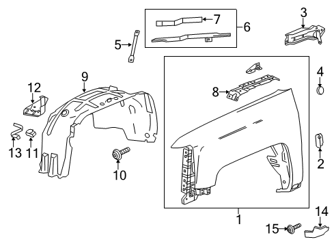 2016 Chevrolet Silverado 2500 HD Fender & Components, Exterior Trim Protector Clip Diagram for 11611375