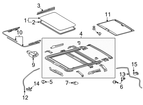 2016 Toyota Land Cruiser Sunroof Gear Assembly, Sliding Roof Diagram for 6326060160