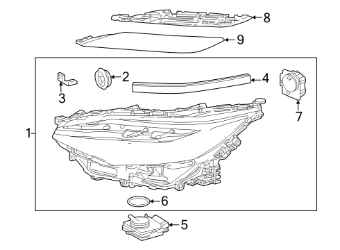 Headlamp Components Screw Diagram for 9007502060