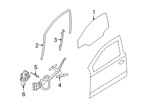2008 Saturn Astra Front Door Weatherstrip, Front Side Door Window Diagram for 13290341