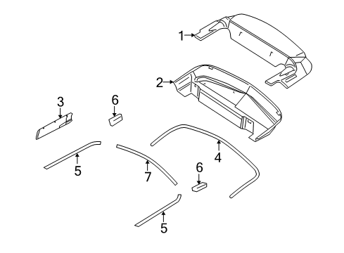 2010 Ford Mustang Exterior Trim - Convertible Top Rear Molding Diagram for AR3Z76423A20AA
