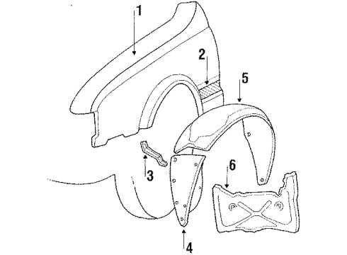 1988 Mitsubishi Precis Fender & Components Radio Antenna Assembly Diagram for 9620021A00