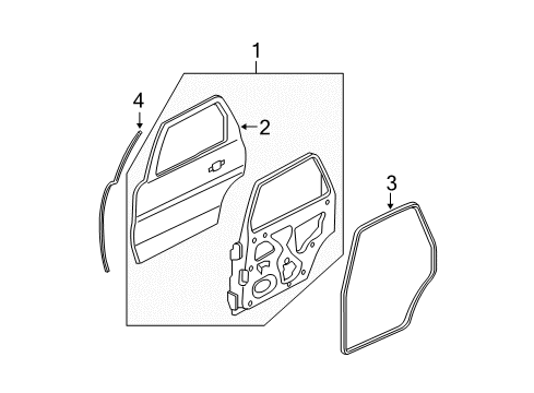 2012 Ford Escape Rear Door Front Weatherstrip Diagram for 8L8Z7825354C
