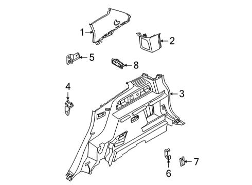 2021 Ford Bronco Sport Interior Trim - Quarter Panels TRIM - "D" PILLAR Diagram for M1PZ7831011AA