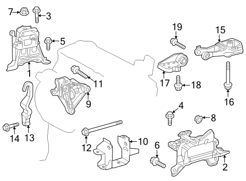 2022 Toyota Corolla Engine & Trans Mounting Side Mount Bracket Diagram for 1232524070