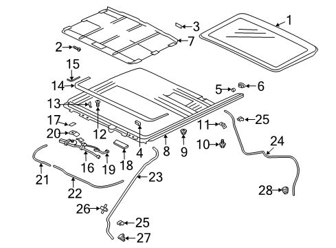 2007 Mitsubishi Endeavor Sunroof RETAINER-Roof Lid Diagram for MR987549