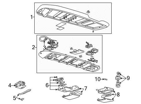 2001 GMC Safari Overhead Console Bezel, Roof Console Diagram for 12471992