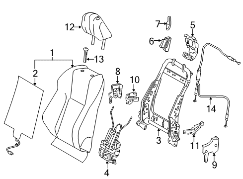 2017 Lexus RC200t Driver Seat Components Blower, Seat Back Climate Control Diagram for 8586778020
