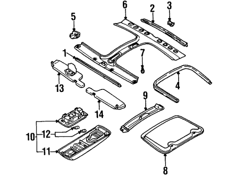 1994 Nissan 300ZX Interior Trim - Roof Lamp Assembly-Map Diagram for 2643031P00