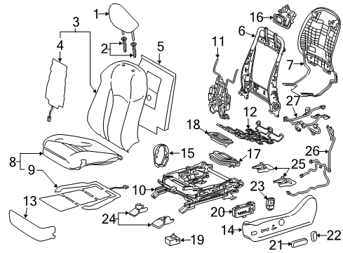 2017 Lexus RX450h Driver Seat Components Front Shield Diagram for 718680R030C0