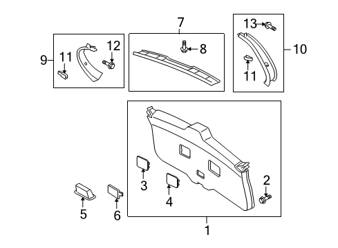 2009 Scion xD Interior Trim - Lift Gate Hole Cover Diagram for 6474652110B0