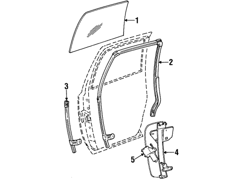 1996 Lincoln Town Car Rear Door Regulator Diagram for F5VY5427009A