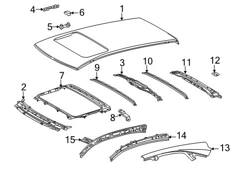 2012 Lexus RX450h Roof & Components Frame Sub-Assembly, Back Diagram for 6310548061