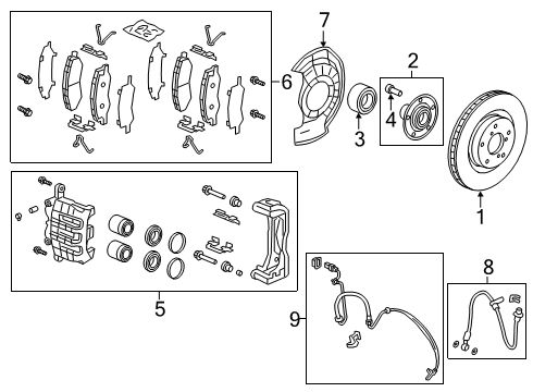 2018 Honda Odyssey Front Brakes Front Caliper Sub-Assembly Diagram for 45018THRA01