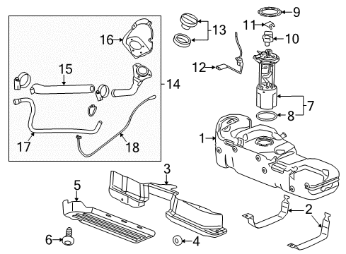 2018 Chevrolet Silverado 3500 HD Fuel System Components Filler Pipe Diagram for 84695962