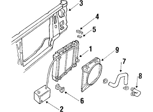 1985 Ford Bronco Radiator & Components, Cooling Fan Clutch Diagram for E1TZ8A616B